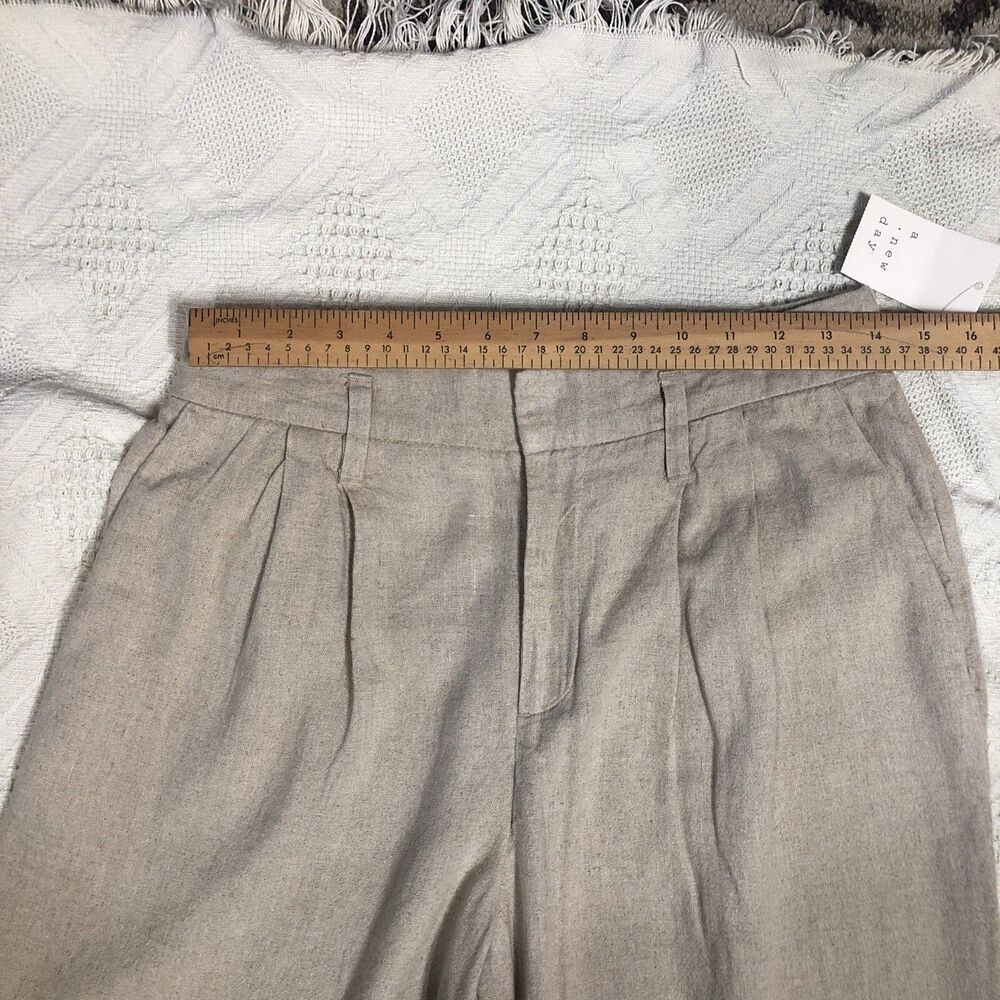 New Day High-Rise Linen Pleat Front Straight Trousers Womens Size 6L Natural - Picture 6 of 9